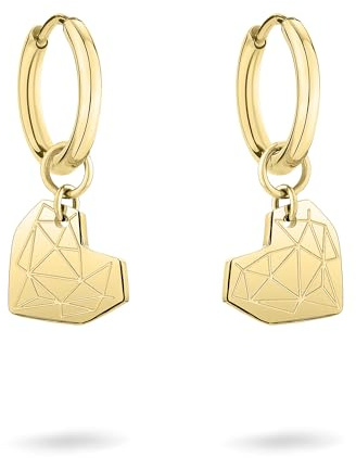 LIEBESKIND BERLIN Damen Creole – Ohrringe aus Edelstahl mit Broken Heart Motiv - Herz Anhänger - Eleganter Schmuck für jeden Anlass und das perfekte Geschenk
