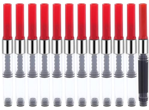 WEBEEDY 12 Piece Universal Fountain Pen Ink Converter Screw-in, International Refillable Fountain Pen Ink Cartridge Replacement for School Office Writing, 3.4mm Caliber Fit for Most Pens