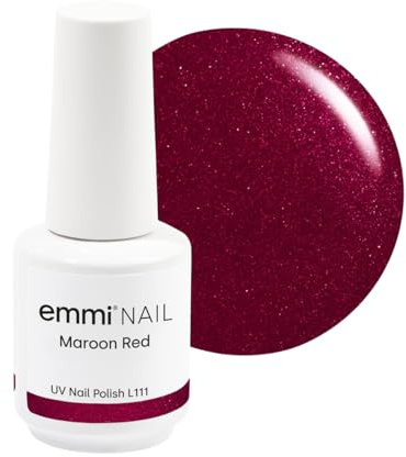 Emmi Nail Lack I LED UV Nagellack I 28 Tage Halt I Langer Glanz & hohe Deckkraft I Stoßfester Lack Nagellack I Kratzfest & vegan I 15ml - Maroon Red (Rotbraun, L111)