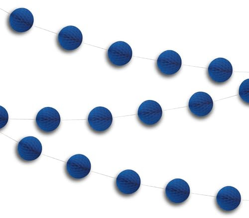 Vibrant Royal Blue Paper Honeycomb Ball Garland (2 Meters) 1 Piece - Elegant Party Decoration for Events and Celebrations, 7'