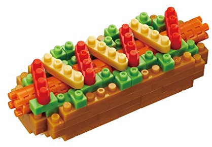 Nanoblock Klemmbaustein Set Mini Series Hot Dog 120 Teile, Geschicklichkeitslevel 3, NBC-218