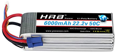 HRB LiPo Batterie 6000mAh 22.2V 50C 6S avec Prise EC5 pour Drone Multicolore