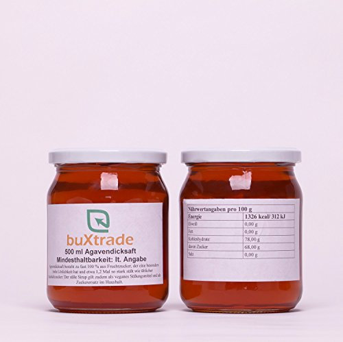 24 Gläser (500ml) Agavendicksaft - Agave Süßungsmittel Sirup Fructose Zucker Agavensirup