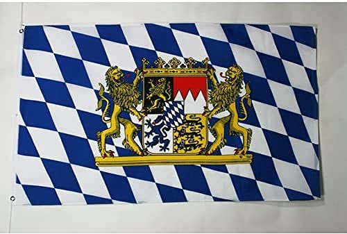 AZ FLAG - Bandera Baviera Con León - 90x60 cm - Bandera Bávara – Estado Alemania 100% Poliéster Con Ojales de Metal integrados - 50g - Colores Vivos Y Resistente A La Decoloración