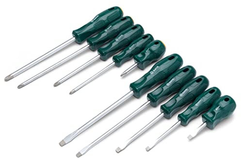 SATA ST09304ESJ Juego de Destornilladores Combinados de Acetato (PHILLIPS y RANURADO), 10 Piezas