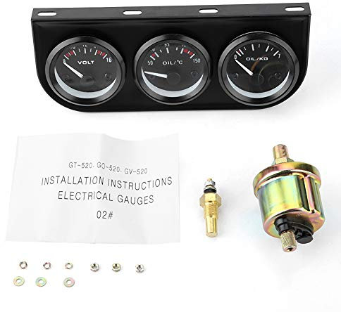 Zusatzinstrumente 52Mm-Triple Gauge Kit Öldruck Voltmeter Messgerät Zusatz 3 In 1 Auto Meter Auto Gauge Voltmeter Wassertemperatur Öl Manometer Drehzahlmesser