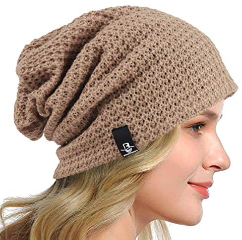HISSHE Frauen Slouch Beanie Strickmützen Baskenmütze Skullcap Lange Baggy Winter Sommer Hüte B08w (Solide Khaki)