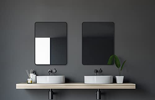 Talos Black Living Spiegel 80x60 cm – Badspiegel schwarz mit hochwertigem Aluminiumrahmen – Moderner Wandspiegel für Badezimmer und stilvolle Wohnräume – Eleganter Spiegel in Schwarz