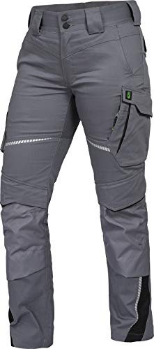 Leibwächter Damen Arbeitshose Flex-Line Grau, Gr. 34 – Robuste Workwear mit Stretch – Sicherheitshose für Frauen – strapazierfähige Berufsbekleidung für Handwerk