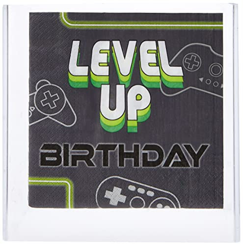 Amscan 512948-55 - Level Up Gamers Kids Birthday Party Luncheon Napkins - 16 Pack