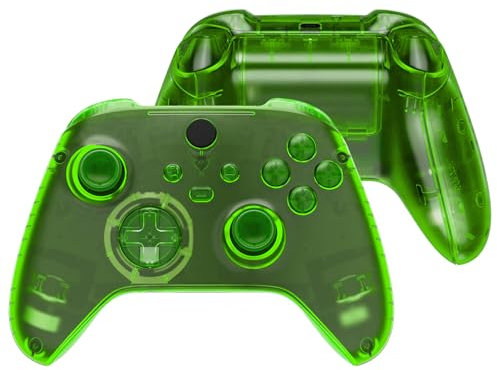 eXtremeRate Cover Custodia Grip Tasti Ricambio per Xbox Series X S Controller Copertura Pulsanti Tigger Analogici Grilletti per Xbox Series X S Joystick Model 1914-Trasparente Verde