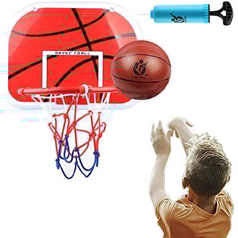 DBREAKS Mini Panier Basket Enfant Interieur avec la Ballon et Pompe à Ballon du Basket, Panier de Basket Mural, pour Enfants Bureau Chambre(1 Basket-Ball)