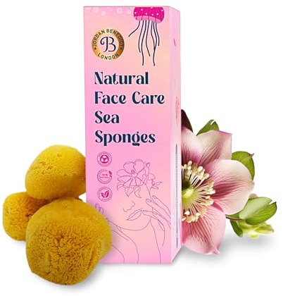Jordan Benedict Gesichtsschwamm – Natürlicher Meeresschwamm für Gesichtspflege/Make-up-Entfernung, sanftes Peeling, Badeschwamm/Duschschwamm, umweltfreundliche Geschenke für Frauen, 3er-Pack