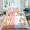 feelingyou Kinder Cartoon Hund Bettwäsche-Set Lächelndes Hündchen Corgi Faily Pet Bettwäsche Set 155x220cm Pink Blue Bottom Betten Set für Kinder Jungen Mädchen Teenager 2St.Reißverschluss Mikrofaser
