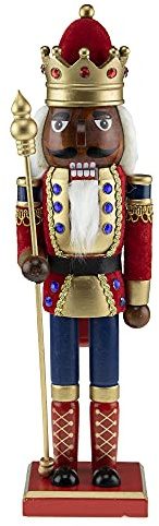 Clever Creations Cascanueces de madera tradicional africana americana, tamaño King, 35,5 cm, decoración navideña festiva para estantes y mesas