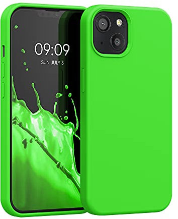 kwmobile Case Compatible with Apple iPhone 13 Case - TPU Silicone Phone Cover with Soft Finish - Lime Green
