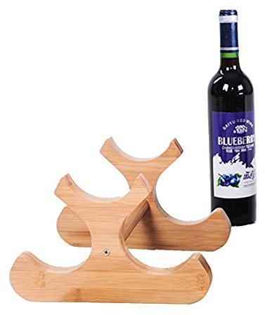 Modern Weinregal 3 Flaschen Hochkant Weinständer Klein für Keller Weinschrank Cantina Vini Bar Arbeitsplatte Wein Organizer Regal aus Bambus Holz, B