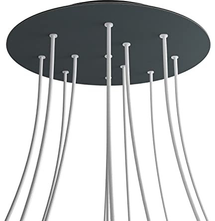creative cables - Rundes XXL 12-Loch und 4 Seitenlöchern Lampenbaldachin, Rose-One-Abdeckung, 400 mm Durchmesser - Anthrazit, Schwarz