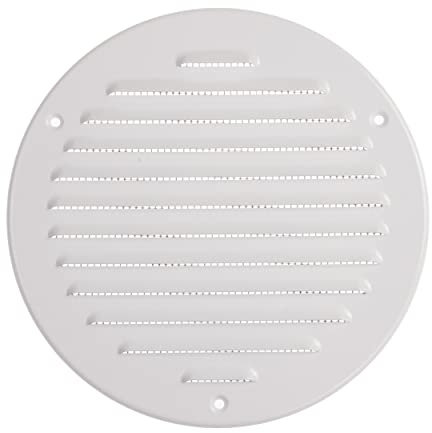 Vent Systems 150 mm / 5.90 Inch - White Metal Vent Cover - Round Soffit Air Vent Louver - Grille Cover - Built-in Insect Screen - HVAC Vents for Bathroom, Home Office, Kitchen