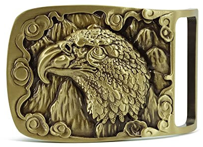 BIFULDYO Gürtelschnalle Herren Western Cowboy, Kupfer Gürtelschnallen, Entspannendes Geburtstagsgeschenk für Männer, Bald Eagle, Medium