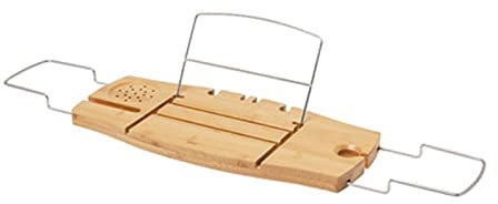 Support de baignoire Support de baignoire Tablette Ordinateur Portable Support de vin antidérapant Étagère de baignoire de salle de bain Support d'angle Support de baignoire extensible (Couleur : Natu