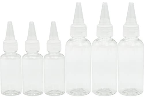 SZXMDKH 6 Pcs Clear Squeeze Condiment Bottles, 30ml/60ml Reusable Plastic Squeeze Dispensing Bottles, Small Dispensing Bottles for BBQ Chilli Sauce Olive Oil Paint Art Liquids Craft Lotion