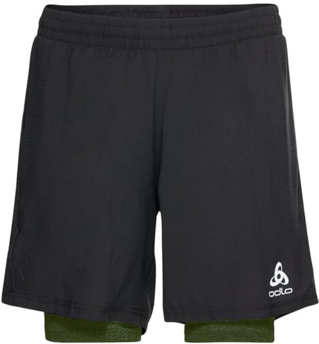 Odlo Herren Run Easy 7 INCH 2-in-1 Laufshorts, Black - Acid Lime