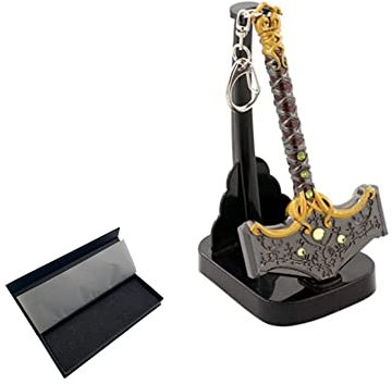 hanaiette 1 x God of War Chaos Klinge Donner Hammer Axt Schwert Waffe Modell Schlüsselanhänger mit Präsentationsständer (Box Modell 1)