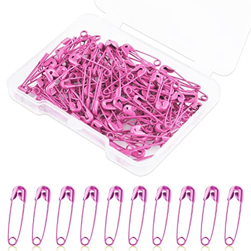 19 mm Sicherheitsnadeln, 120 Stück Metall Mini Sicherheitsnadeln Safety Pins für Kleidung Anhänger Hijab Handwerk Quilten Kleid Charms Schmuckherstellung (Rosa)