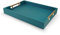 NELONY Wooden Decorative Coffee Table Tray, 16 Serving Tray with Handles, Matte Finish Decorative Tray, Ottoman Tray for Living Room, Perfume, Vanity Dresser Organizer (Teal Green)