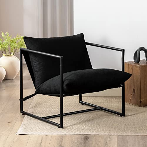 ZINUS Aidan Sling Accent Stuhl / Sessel mit Metallrahmen, geschredderte Schaumstoffpolsterung, Schwarz