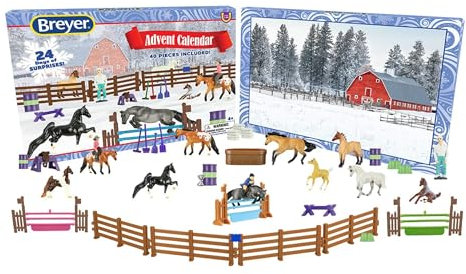 Breyer Pferde 2023 Holiday Collection | Adventskalender - Pferde-Spielset | 35 versteckte Schätze | 7 Pferde, 2 Fohlen, 1 Einhorn | Modell #700728