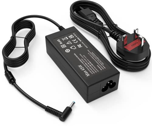 45W 19.5V 2.31A for HP Laptop Charger 741727-001 Blue Tip, HP Pavilion x360 11 13 15 Stream 11 13 14 Series 15-f211wm 15-f233wm 15-f278nr with UK Adapter Power Supply (4.5x 3mm)
