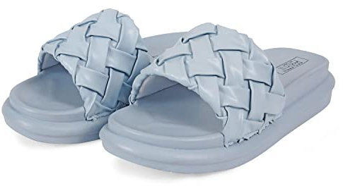 PERLETTI Ciabatte Donna Estive con Fascia Intrecciata Azzurre - Ciabatta Ragazza per Mare Spiaggia Piscina Casa Comode - Pantofole Donne Ergonomiche Leggere Antiscivolo (Fascia Azzurra, numeric_40)