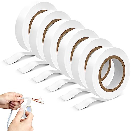 ExeQianming Electrical tape, 6 Stück Selbstklebendes Isolierband, Elektriker KlebebandWeiß für Verdrahtungsprojekte und Reparaturen