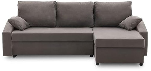Ecksofa Hewlet Plus mit schlaffunktion - Funktionelles Design - Auswahl an Farben - Bettkasten - Rückenkissen - dekorative Kissen (MIKRO 27)