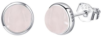 Orecchini al quarzo rosa Orecchini a bottone in argento sterling con pietra preziosa rosa naturale per le donne Regalo di gioielli in quarzo rosa per le donne