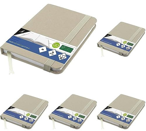 Kangaro Notizbuch kraft A6 96 Blatt, 70 gram, liniert mit Gummiband und Zeichenband, K-5525 (Packung mit 5)