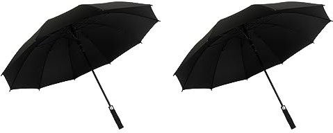 A2ZWORLD Parapluie long homme, parapluie de golf coupe-vent, grand parapluie de pluie, 10 lattes renforcées, robuste et résistant, diamètre d'ouverture 123 cm pour 2 personnes, Noir, 2 PCS