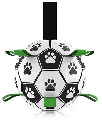 KOMUNJ Hundespielzeug Ball, Hundefußball mit Griff, Hundeball unzerstörbar für kleine und mittelgroße Rassen, 15cm Durchmesser, Fußball Interaktives Hundetraining und Übungsspielzeug