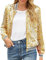 Baseball Jacke Damen Pailletten Reißverschluss Langarm Jacken Blazer Sakko Pailletten Blazer Jacke Elegant Kurz Sakko Rave Party Outwear Blazermantel Bomberjacke Bikerjacke Übergangsjacke