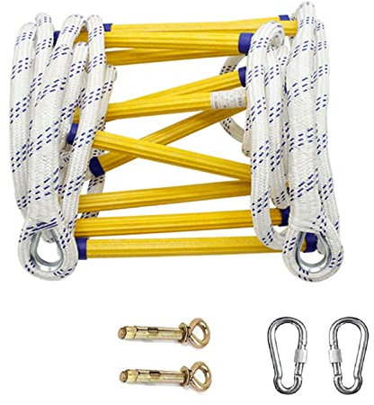 Notfall-Feuerleiter, einzigartige Sicherheitsleiter mit rutschfesten Sprossen, tragbare Strickleiter, 3 m, 5 m, 8 m, 10 m, 12 m, 15 m, 18 m, 20 m, 25 m (Größe: 3 m/9 Fuß)