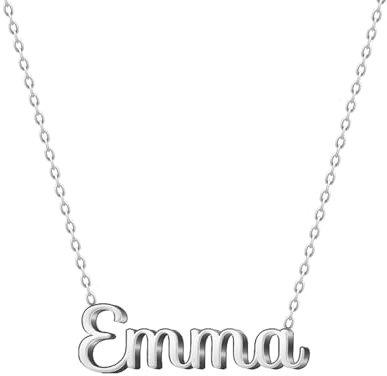 cotigo Collana con Nome in Acciaio Inossidabile - Ciondolo con Nome Personalizzato Collana in Argento o Dorate - Regali Personalizzati per Le Donne San Valentino amore (Emma-Argentato)
