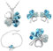 KBRPEY 4 Stück Kleeblatt Schmuckset Kristall Halskette Ohrringe Armband Ring Damen Schmuck Glücksbringer Accessoires