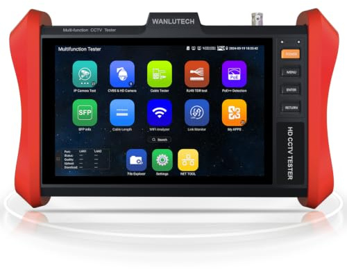 4K 12MP IP Camera Tester, WANLUTECH 90W PoE Power Output 8'' Touchscreen CCTV Test for 8MP TVI CVI AHD CVBS Cameras, SFP Test, RJ45 Cable TDR Test, WiFi Network Tools, HDMI VGA (E89)