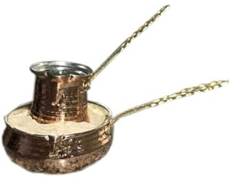 Cafetera turca de arena de cobre – olla de 15 cm, compatible con estufa de gas, auténtica preparación