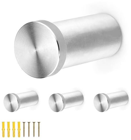 SRJQXH Colgador Toalla Baño, 4 Piezas Ganchos Pared Plata, Colgador Pared con Tornillos y Tubo de Expansión para Baños, Cocinas, Dormitorios