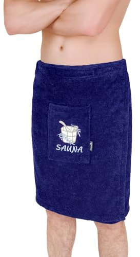 Lashuma Saunahandtuch für Männer XS - M, Lilly Saunakilt Herren mit Gummizug Marine - Blau