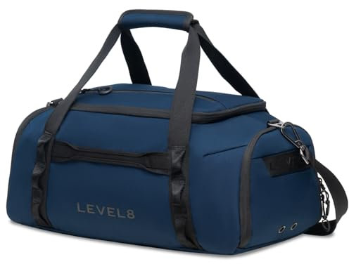 LEVEL8 Reisetasche Weekender, Faltbare Tasche& Sporttasche Große Reisetasche für Herren und Damen mit Schultergurt, Klein Faltbar 30L,Cabin Bag,50x24x25cm(Blau)