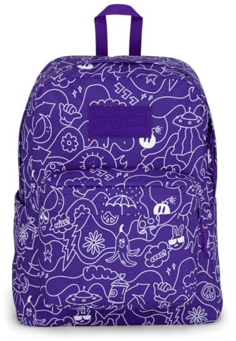 JanSport Superbreak Plus Backpack Zaino, Dub Doodle Viola, Taglia Unica Unisex-Adulto